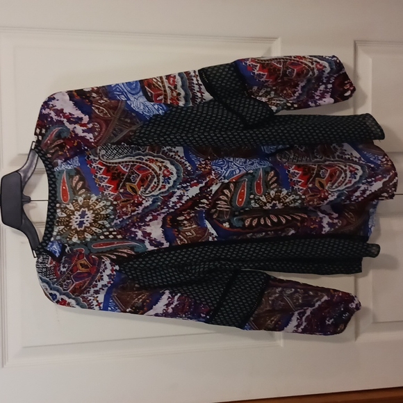 Gibson Latimer sheer tie peasant style top blouse - XL - Picture 6 of 7